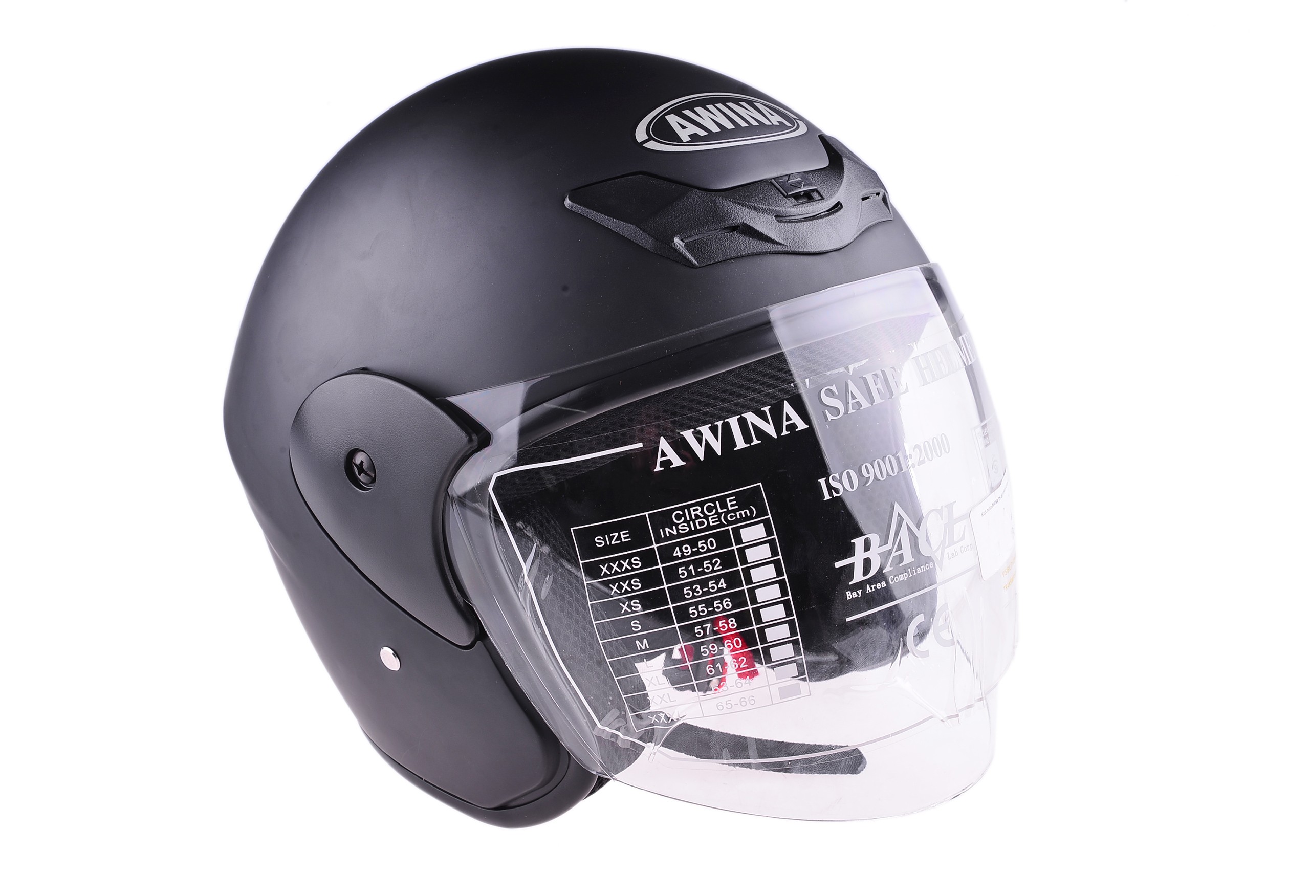Moto přilba Awina otevřená na skútr černá velikosti od 51 - 66cm