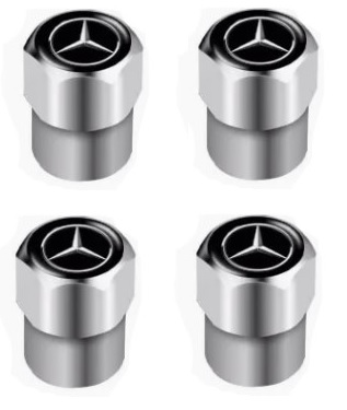 Stříbrné čepičky ventilků s logem Mercedes 4ks