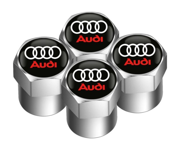 Stříbrné čepičky ventilků s logem Audi 4ks
