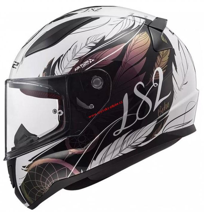 Moto helma inetgrální LS2 FF353 Rapid Boho hnědo-bílá