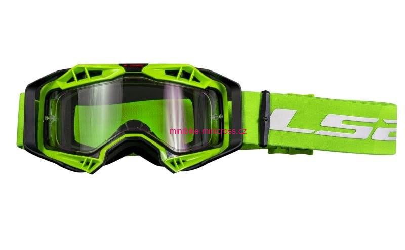 Motokrosové brýle LS2 Aura zelené s průhledným sklem