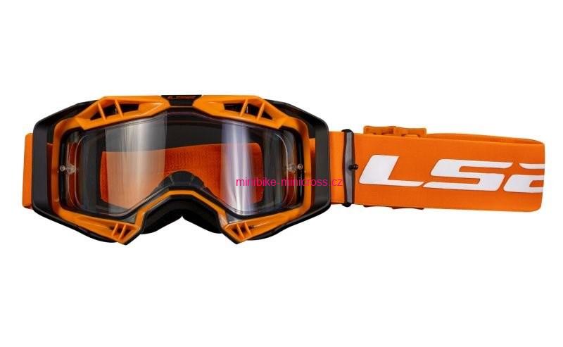 Motokrosové brýle LS2 Aura oranžové s průhledným sklem