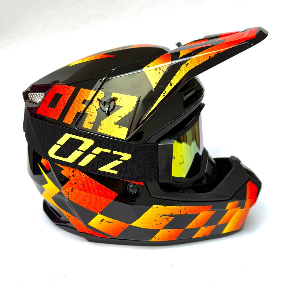 Cross přilba oranžová ORZ SET s brýlemi