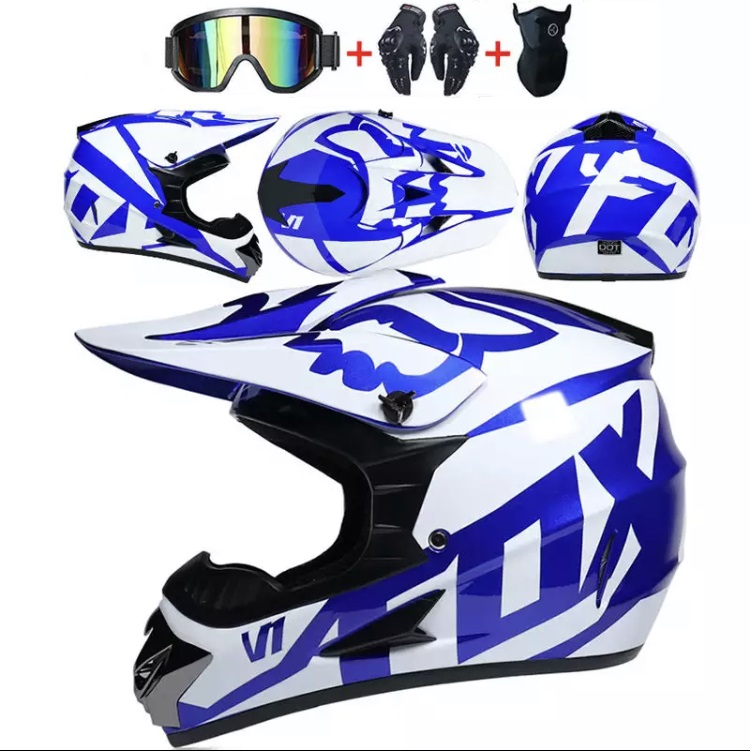 Motocrossová přilba FOX modrá SET