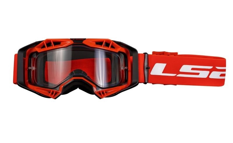 Motokrosové brýle LS2 Aura červené s průhledným sklem