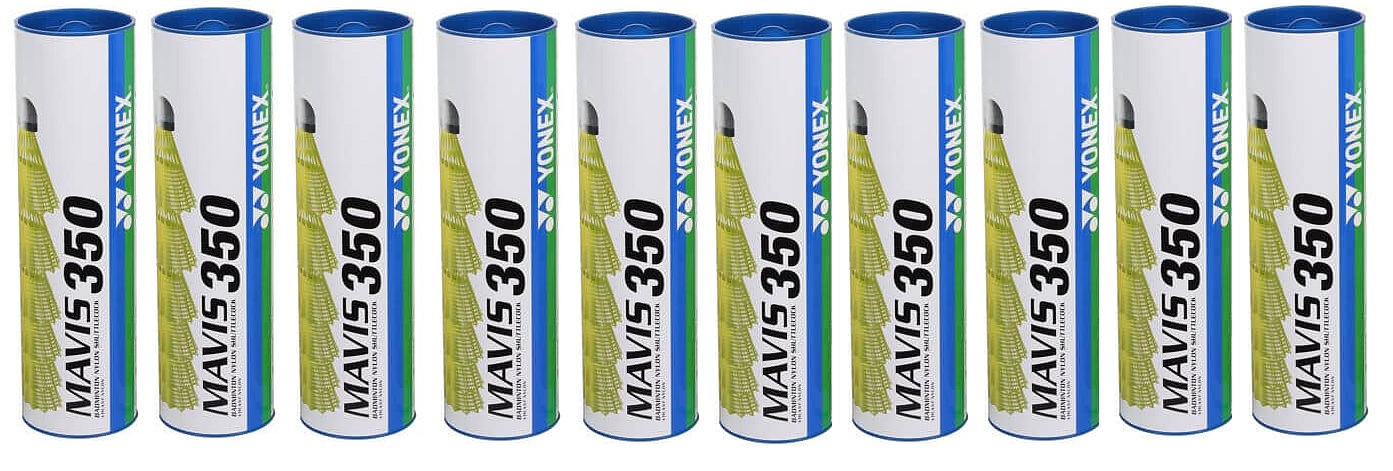 Míče Yonex Mavis 350 žluté střední rychlost 10x tuba 6 míčků