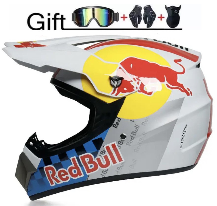 Motocrossová přilba RedBull bílá SET