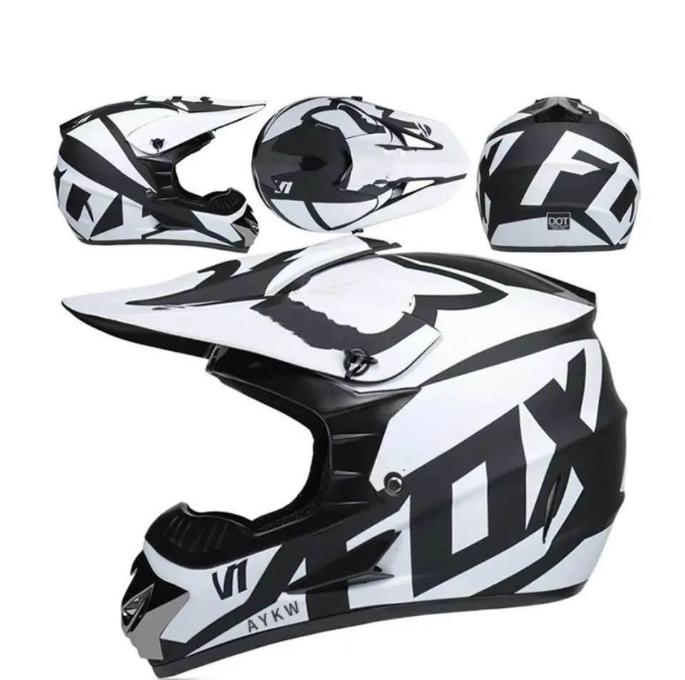 Motocrossová přilba FOX čeno-bílá