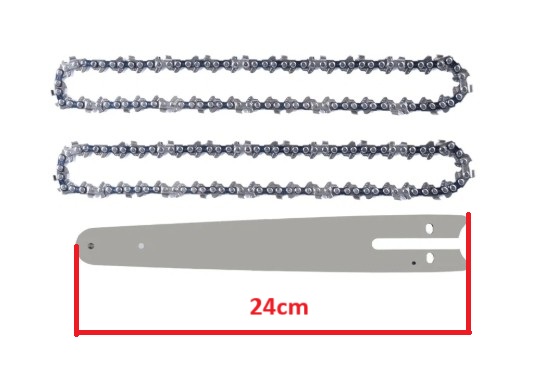 Náhradní lišta a řetězy na pilu 8"