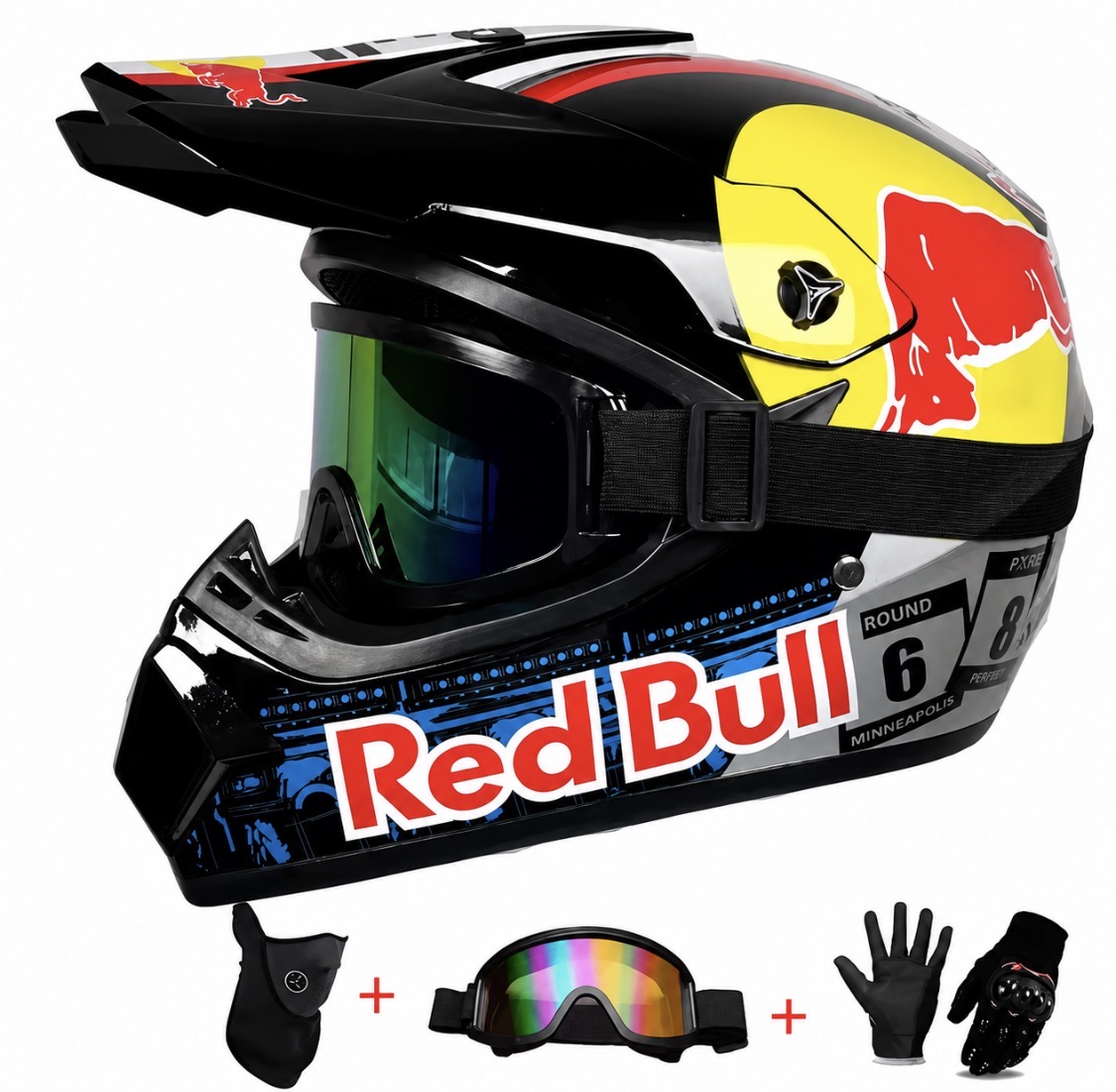 Krosová moto helma RedBull  SET
